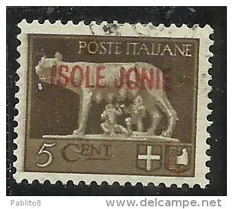 ISOLE JONIE 1941 SOPRASTAMPATO D'ITALIA ITALY OVERPRINTED CENT. 5 C USATO USED OBLITERE' - Ionische Eilanden