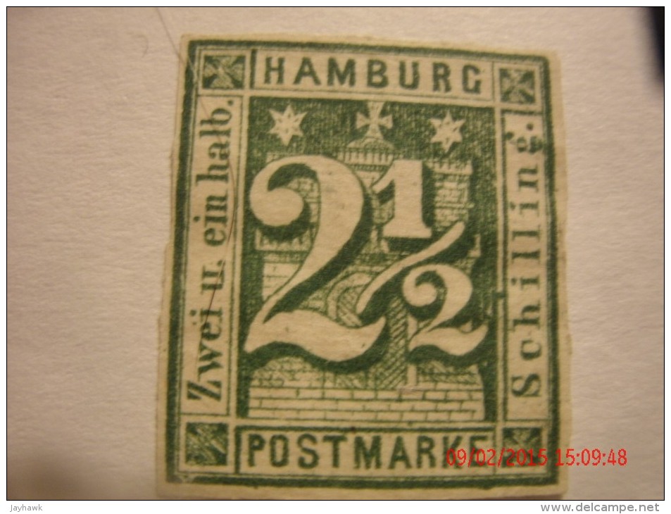 HAMBURG 1864,  MICHEL 9 OR SCOTT 12,  2&1/2  S  GREEN,  UNUSED NG - Hambourg