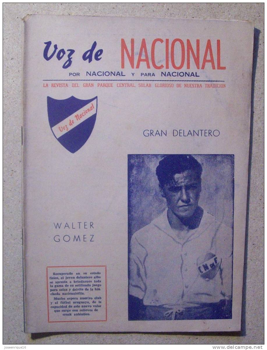 1946 REVISTA VOZ DE NACIONAL, FUTBOL URUGUAY. MAGAZINE FOOTBALL N° 26 - WALTER GOMEZ - [1] Fino Al 1980