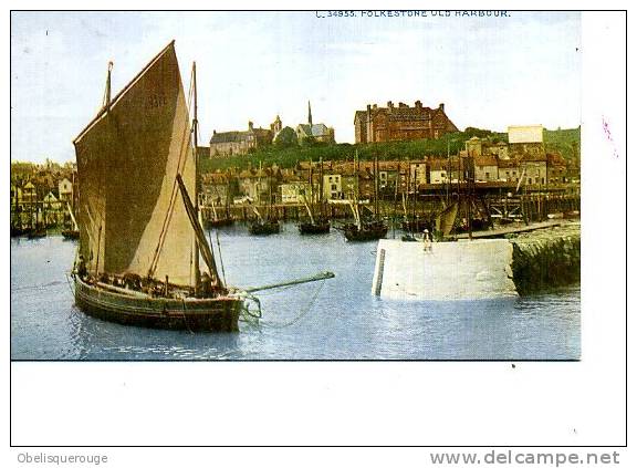 1900 -FOLKESTONE -0LD  HARBOUR C  34955  CELESQUE BATEAU DE PECHE FISCHING BOAT - Folkestone