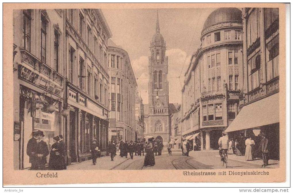 Crefeld - Rheinstrasse Mit Dionysiuskirche - Krefeld