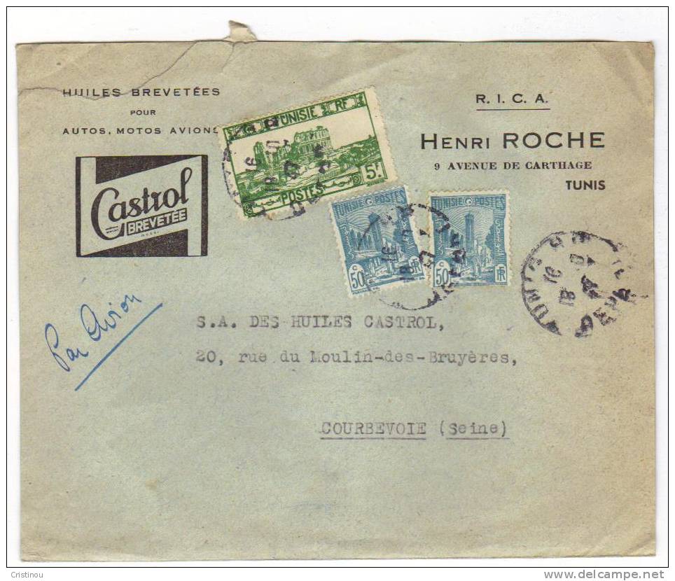 Lettre TUNISIE 1947 PAR AVION - Brieven En Documenten