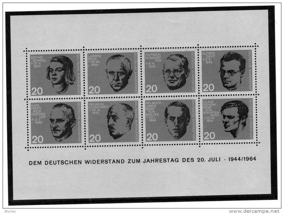 Attentat Auf Adolf Hitler BRD 431/8,ER, 8-Block Plus Block 3 ** 28€ Helden Widerstand 1944 Resistance Sheet From Germany - Colecciones (en álbumes)