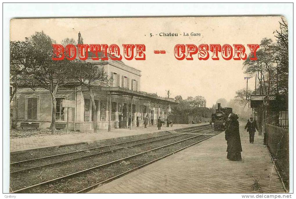 78 - CHATOU  &  CROISSY - Gare Et Locomotive - Arrivée Du Train - Railway - Ferrocarril - Dos Scané - Chatou