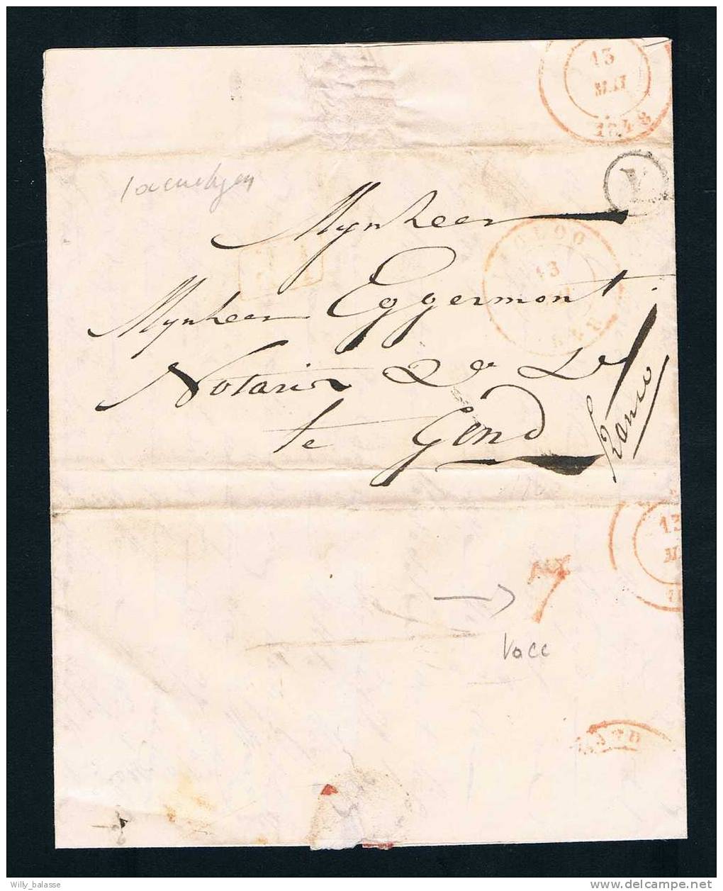 Belgique Precurseur 1848 Lettre Càd EECloot Boite Y St Laureyns + Pour GAND Avec Voccation "7" - 1830-1849 (Unabhängiges Belgien)