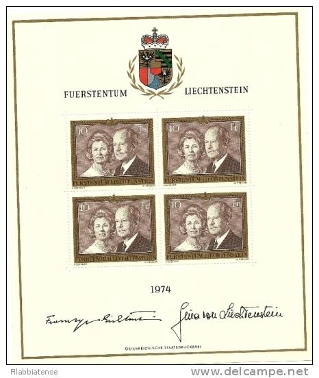 1974 - Liechtenstein 557 Effigie Principi - Minifoglio   ++++++ - Unused Stamps