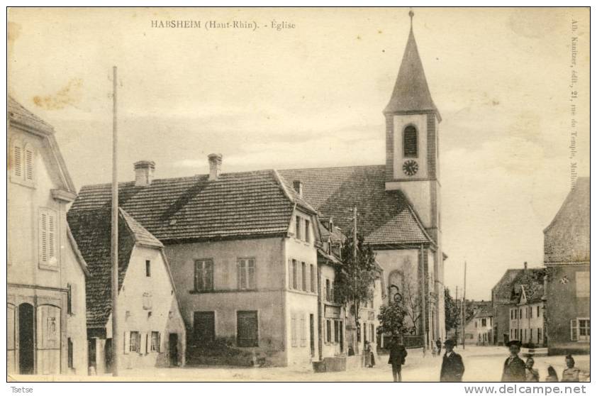 Habsheim - Eglise , Carte Animée - 1922 ( Voir Verso ) - Habsheim