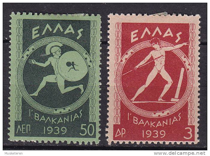 Greece 1939 Mi. 421-22     Balkan-Spiele, Athen Läufer Speerwerfer MH* - Ungebraucht