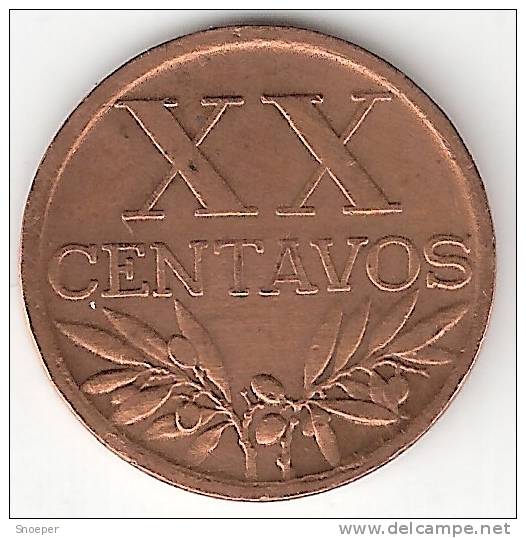 Portugal 20 Centavos 1948 Km 584   Vf+ - Portugal