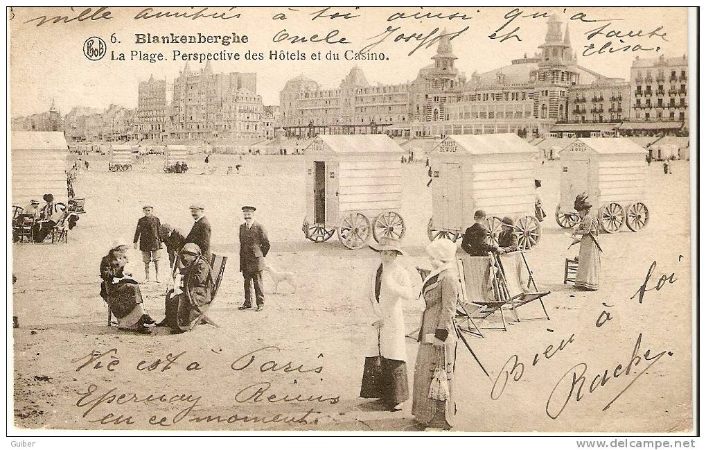 Blankenberge La Plage Perpective Des Hotels Et Du Casino 1920 - Blankenberge