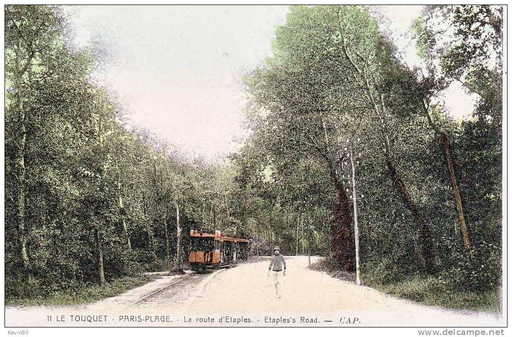 62 LE TOUQUET PARIS PLAGE La Route D'Etaples Cpa Animée Couleur - Le Touquet