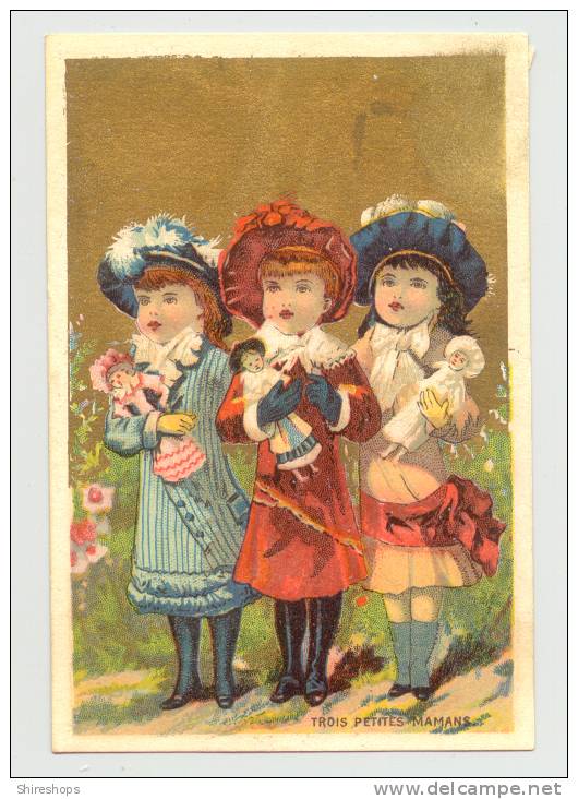 Ad Card Advertising Child Children Dolls Trois Petites Mamans - Advertising