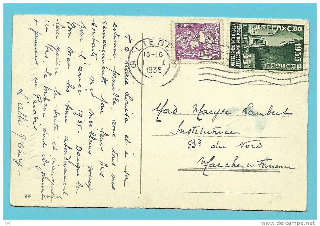 338+386 Op Kaart Met Stempel LIEGE - 1932 Ceres And Mercurius