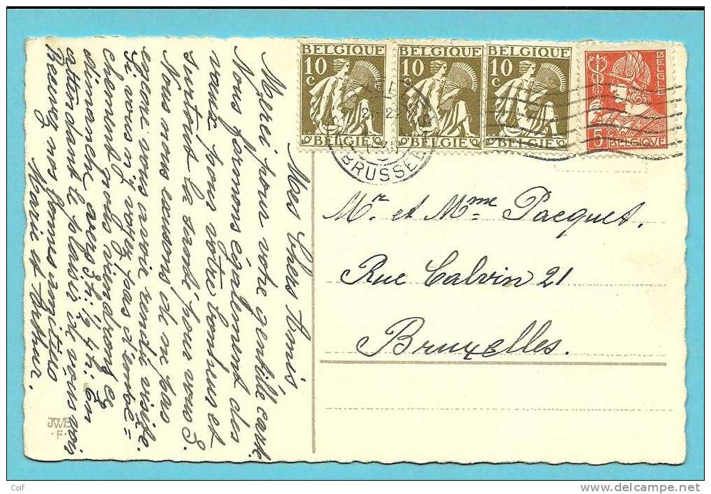 336+337 Op Kaart Met Stempel BRUXELLES - 1932 Ceres And Mercurius