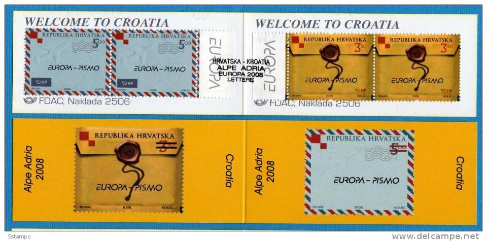 2008 857-58  DER BRIEF HRVATSKA  CROAZIA  KROAZIEN  EUROPA CEPT BOOKLET RARO - 2008