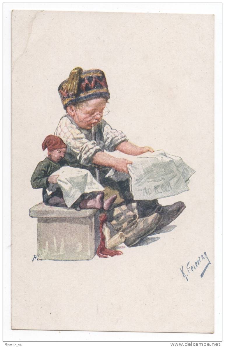 KARL FEIERTAG - Boy, Papers, Toys, Old Postcard - Feiertag, Karl