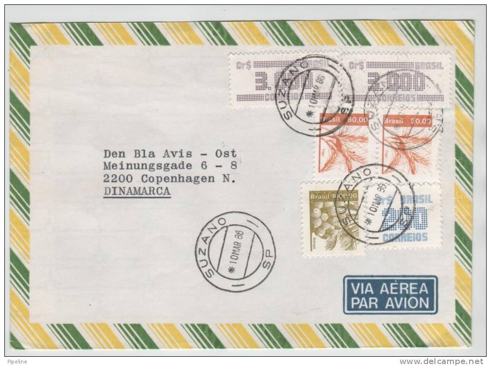 Brazil Air Mail Cover Sent To Denmark 10-3-1986 - Airmail