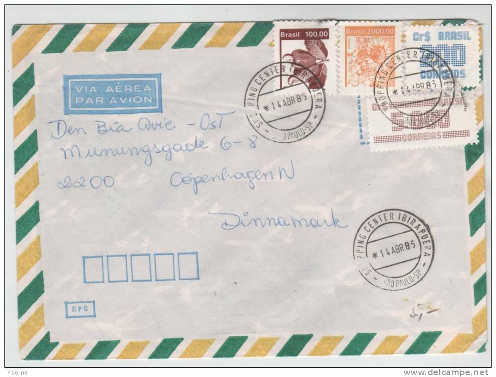 Brazil Air Mail Cover Sent To Denmark 14-4-1986 - Posta Aerea