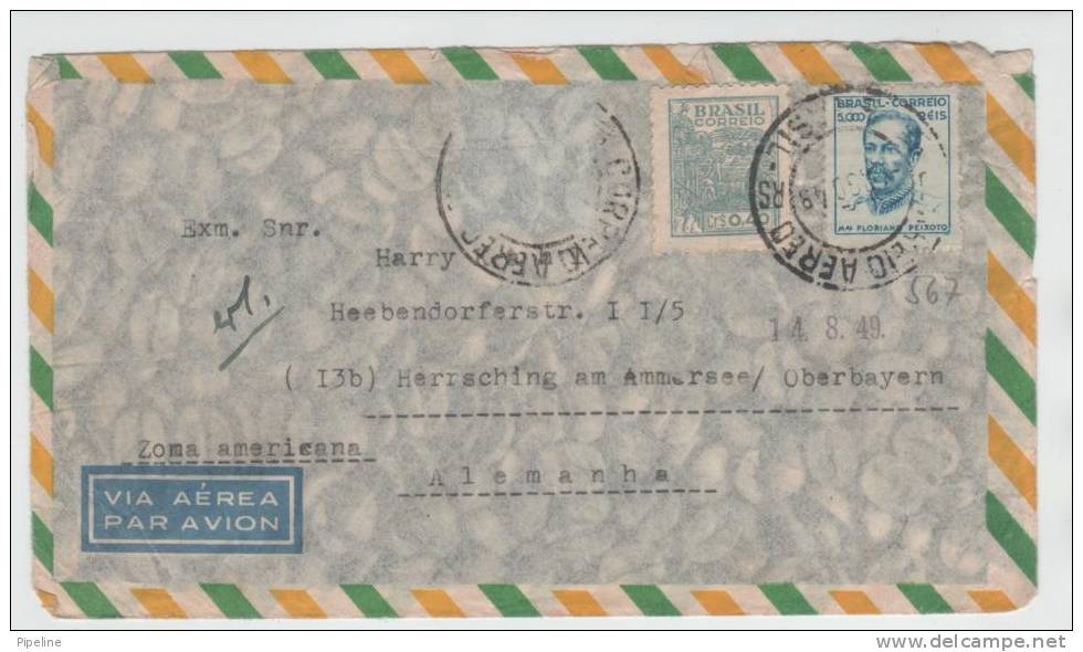 Brazil Air Mail Cover Sent To US Zone Germany 14-8-1949 (A Stamp Is Missing On The Cover) - Poste Aérienne