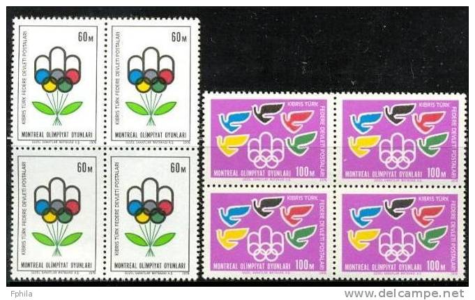 1976 NORTH CYPRUS MONTREAL OLYMPIC GAMES BLOCK OF 4 MNH ** - Estate 1976: Montreal