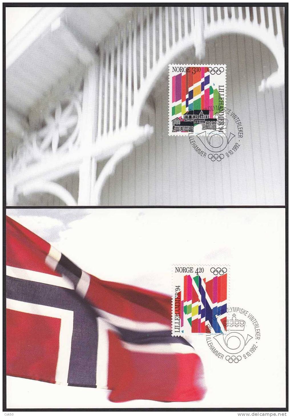 NORWAY Maximum Cards No 1-2/1992 «Lillehammer Winter Olympics» NK 1154-55 - Maximumkarten (MC)