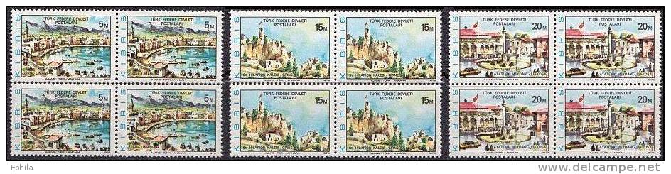 1976 NORTH CYPRUS TOURISTIC BLOCK OF 4 MNH ** - Unused Stamps