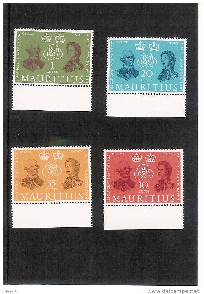 Mauritius 1961: Sesquicentenaire De La Poste Locale   YT N° 256/259 - Maurice (1968-...)