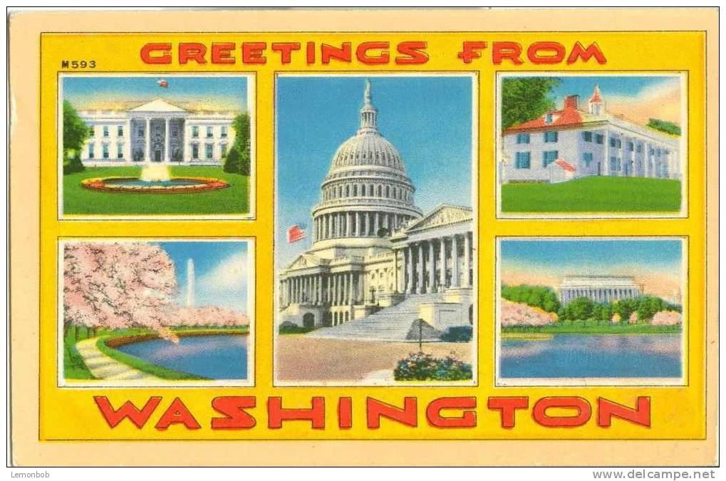 USA – United States – Washington DC – Greetings From Washington  -  Old Unused Postcard [P3004] - Washington DC