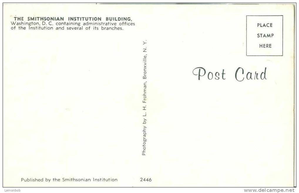 USA – United States – Washington DC – The Smithsonian Institution Building - 1950s Unused Chrome Postcard [P3010] - Washington DC