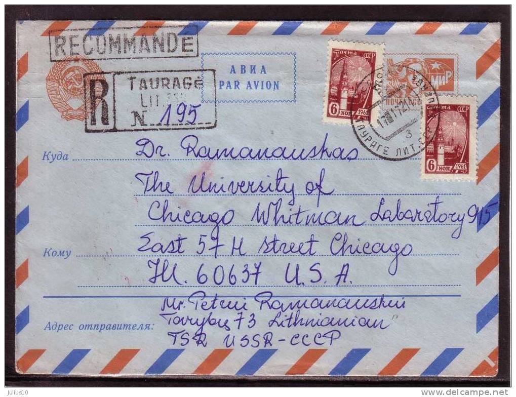 Registered Air Mail Postal Stationery Cover 1972  Sent From Lithuania To USA #8159 - Sin Clasificación