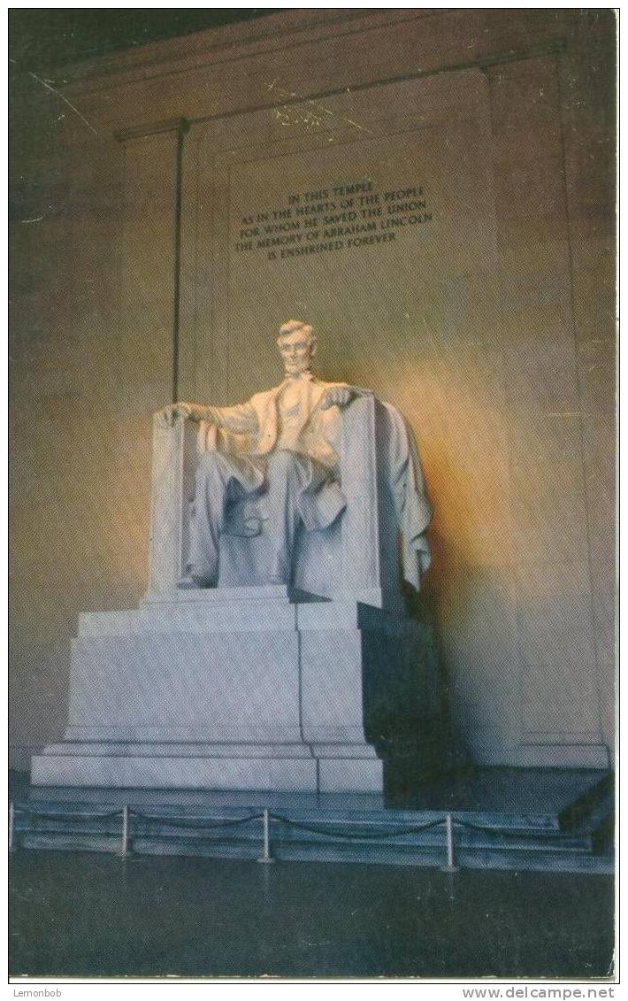 USA – United States – Washington DC - Lincoln Statue - 1950s Unused Chrome Postcard [P3030] - Washington DC