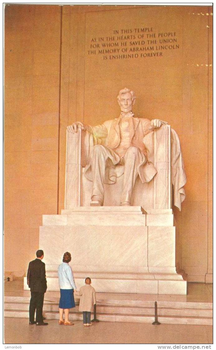USA – United States – Washington DC – Lincoln Statue - 1950s Unused Chrome Postcard [P3034] - Washington DC