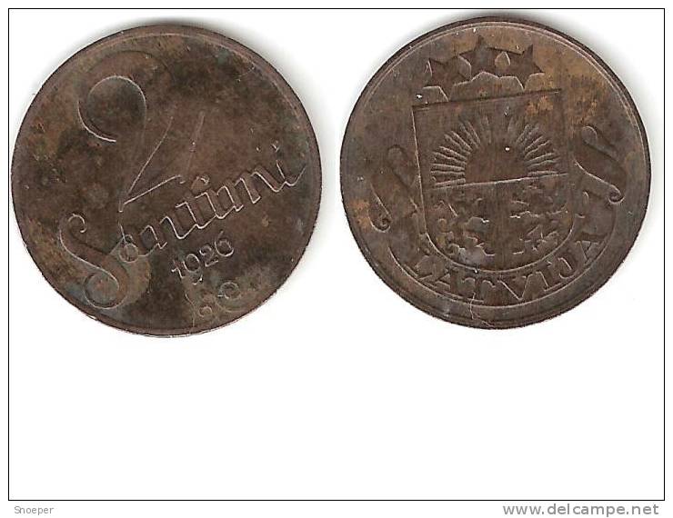 Latvia 2 Santimi 1926  Km2  Vf+ - Lettonie