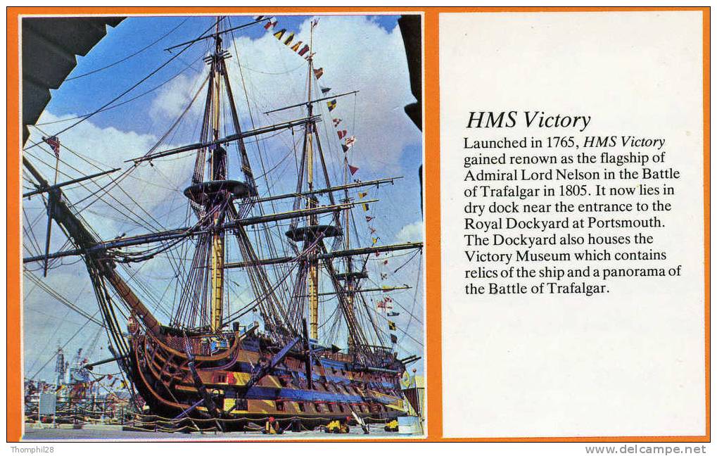 PORTSMOUTH - HMS Victory Of Admiral Lord Nelson - Petit Format, Circulée En 1986 - Portsmouth