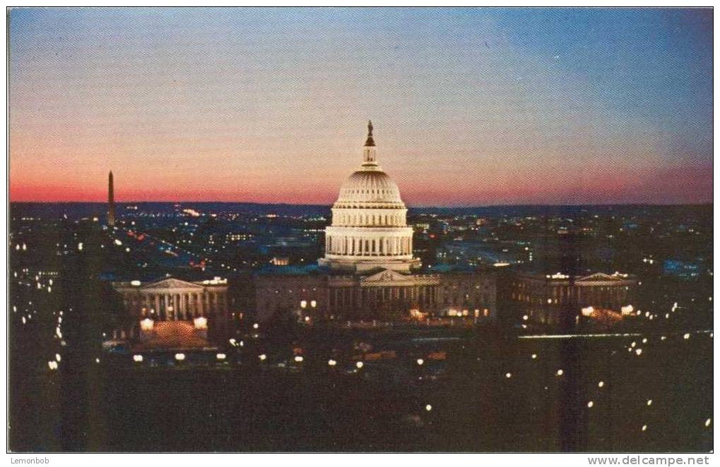 USA – United States – Washington DC – Capitol At Night - Old Unused Chrome Postcard [P3041] - Washington DC