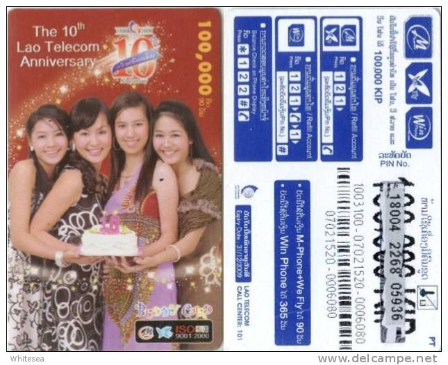 Mobilecard Laos - Lady,Frau,woman - 10 Jahre Lao Telecom (1) - Laos