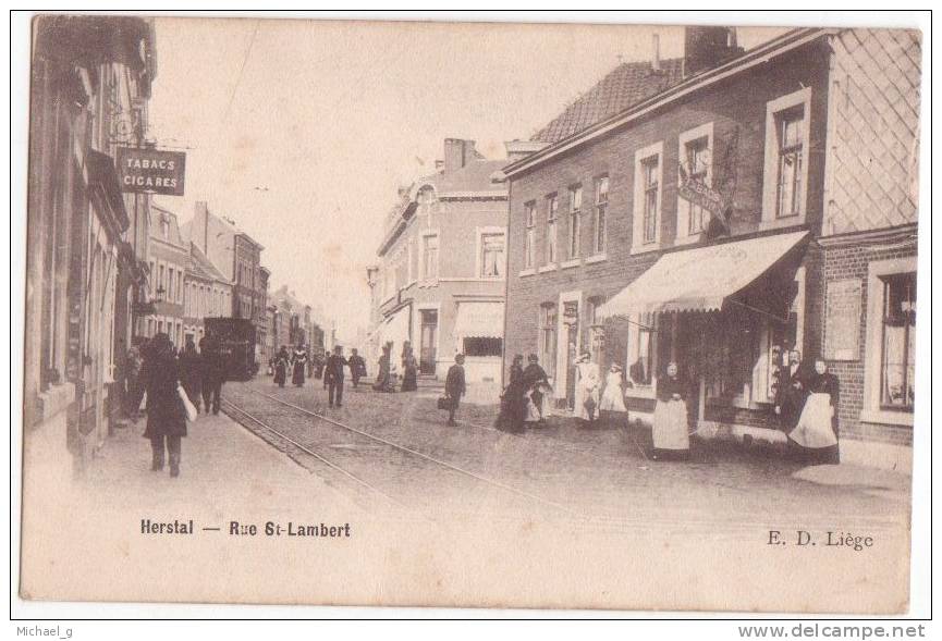 Herstal (Liège) Rue Saint Lambert- Animée, Deux Enseignes De Tabacs - Herstal