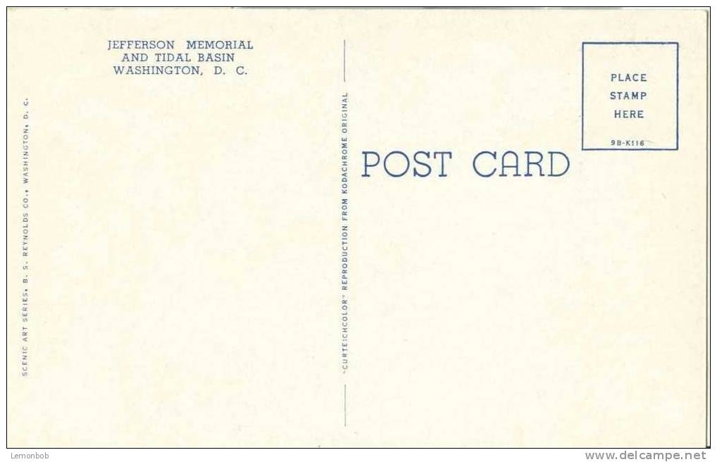 USA – United States – Washington DC – Thomas Jefferson Memorial - 1950s Unused Postcard [P3050] - Washington DC