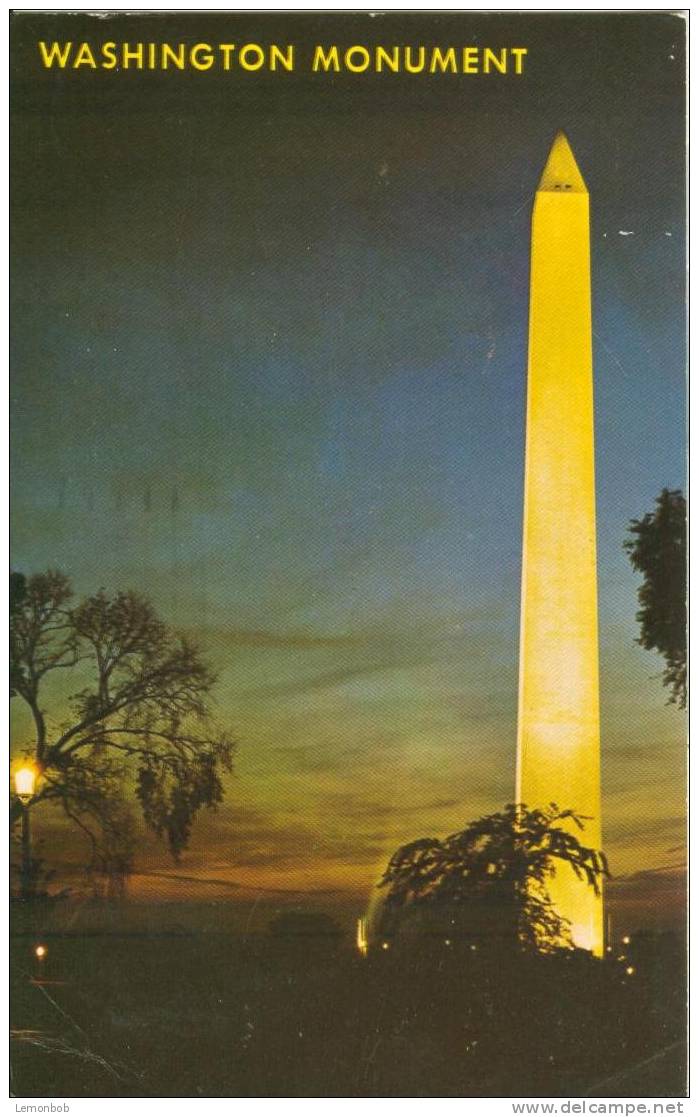 USA – United States – Washington DC – Washington Monument Night View - 1966 Used Postcard [P3052] - Washington DC