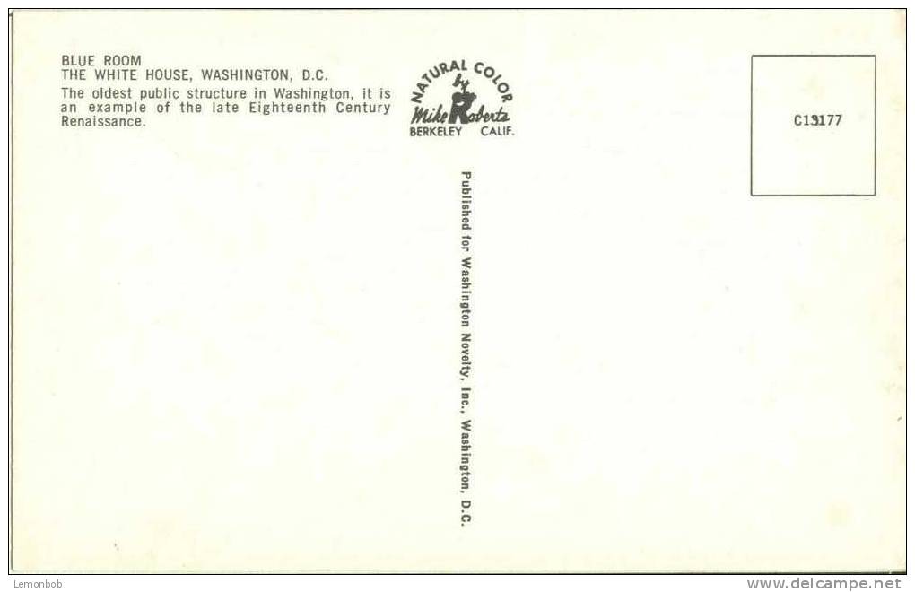 USA – United States – Washington DC – The White House – Blue Room Unused Postcard [P3070] - Washington DC