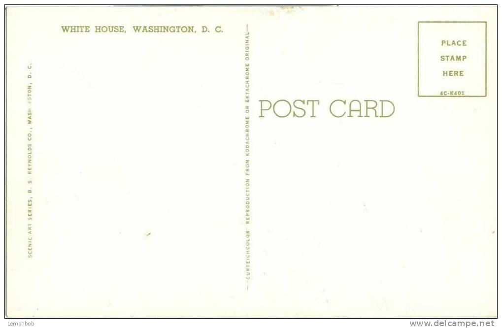 USA – United States – Washington DC – The White House – 1950s Unused Chrome Postcard [P3073] - Washington DC