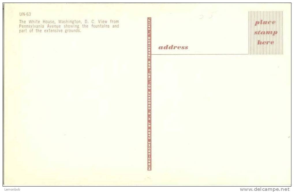 USA – United States – Washington DC - The White House – 1950s Unused Chrome Postcard [P3074] - Washington DC