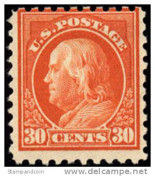 US #439 Mint Hinged 30c Franklin Of 1915 - Unused Stamps