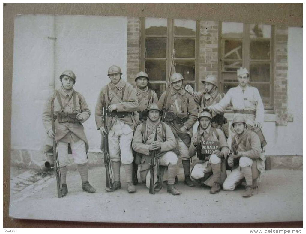 PHOTO CARTE SCENE DE GROUPE CAMP DE MAILLY 1933 - Manovre