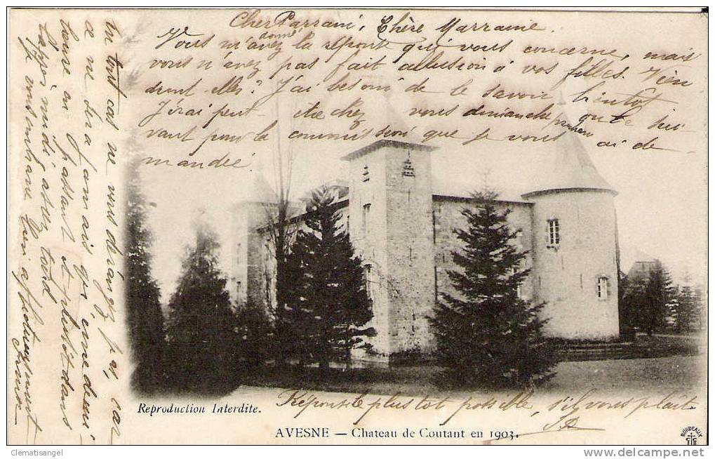 TOP!! AVESNES-SUR-HELPE * CHATEAU DE CONTANT EN 1903  * 1904 **!! - Avesnes Sur Helpe