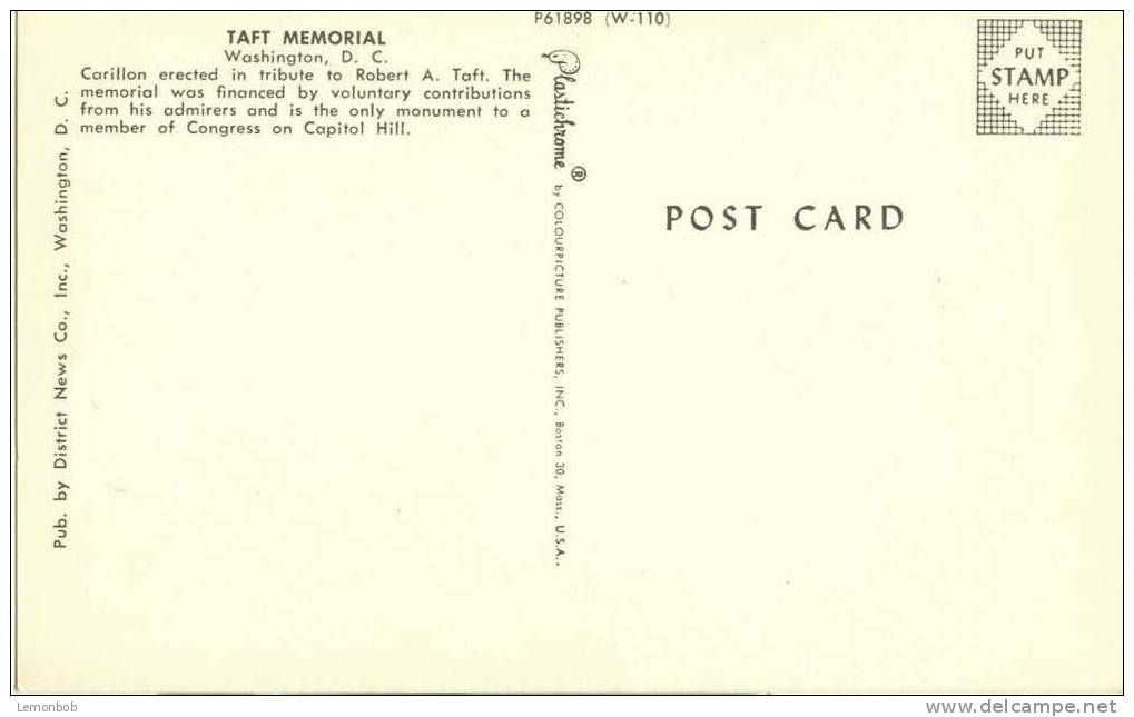 USA – United States – Washington DC – Taft Memorial - Unused Postcard [P3080] - Washington DC