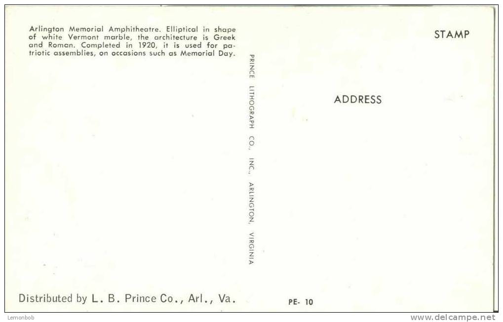USA – United States – Washington DC - Arlington Memorial Amphitheatre - 1950s Unused Chrome Postcard [P3088] - Washington DC