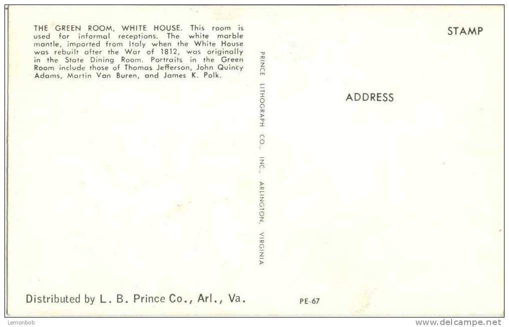 USA – United States – Washington DC – The White House – Green Room - Unused Postcard [P3090] - Washington DC