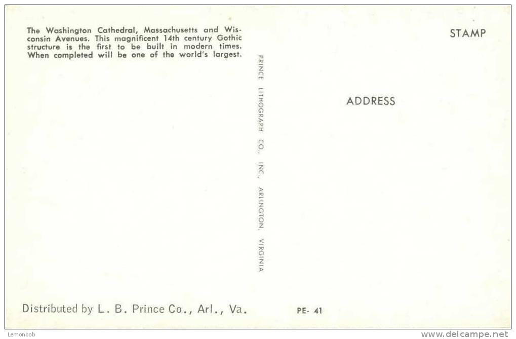 USA – United States – Washington DC - Washington Cathedral – Unused Chrome Postcard [P3093] - Washington DC