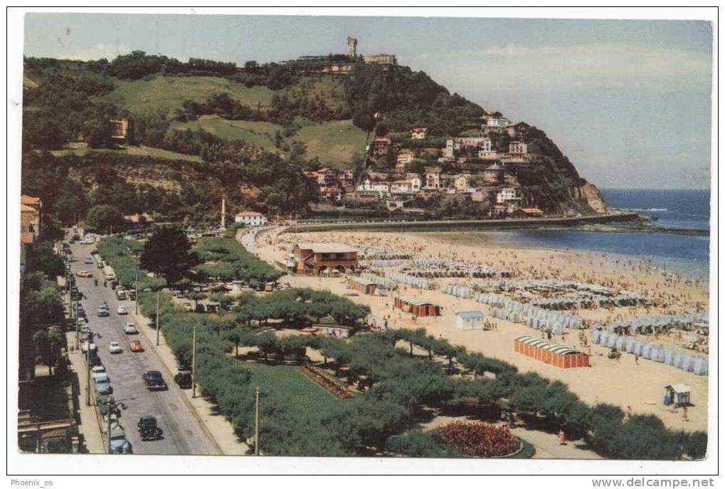 SPAIN - SAN SEBASTIAN, Playa De Ondarreta Y Monte Igueldo, 1960. - Gomera